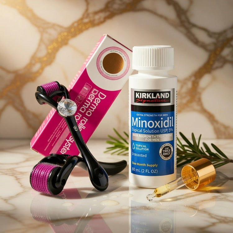 Minoxidil 5% + Derma Roller – Kit Repousse Cheveux Homme & Femme Garantis - NatuRose naturose.store
